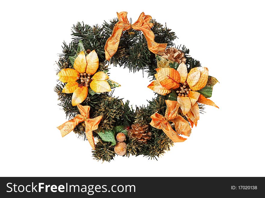 Christmas wreath, isolated on white