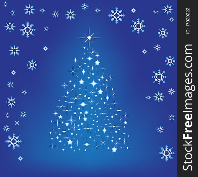 Vector illustration of blue Christmas background with snowflake