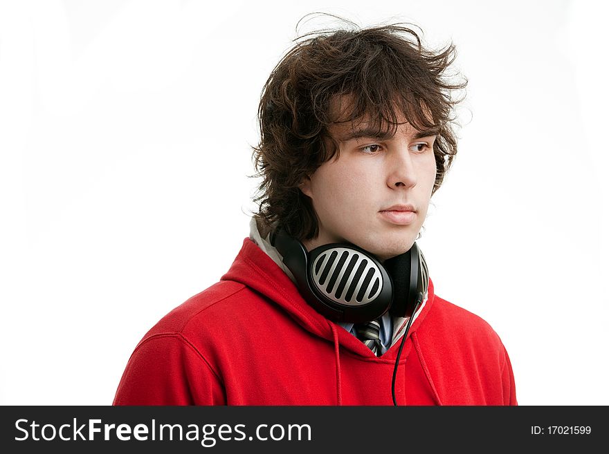 An image of a young man with headphones. An image of a young man with headphones