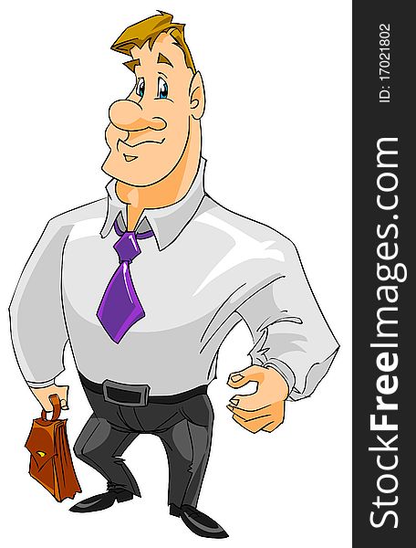 Cartoon illustration. Confident man with briefcase. Cartoon illustration. Confident man with briefcase.