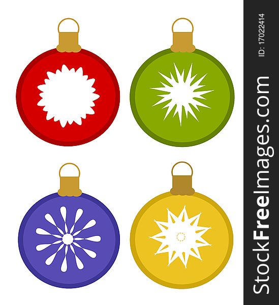 Set of colorful Christmas baubles with snowflake ornamen. Set of colorful Christmas baubles with snowflake ornamen