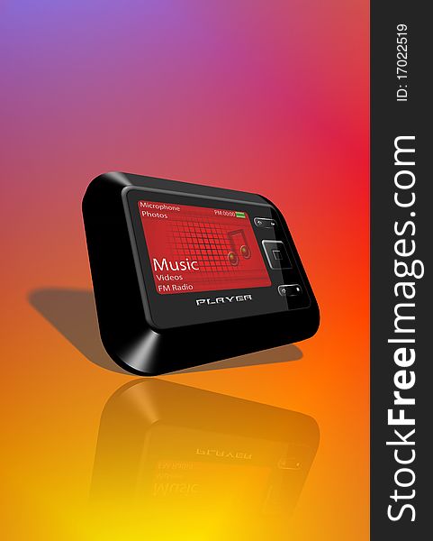 Mp3 player on colored background