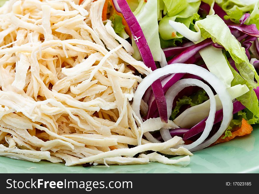 Mixed vegetables and chicken salad