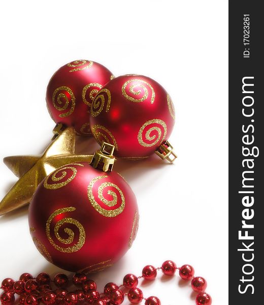 Red christmas decoration isolated on white background