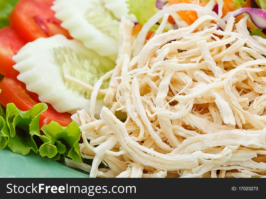 Mixed vegetables and chicken salad