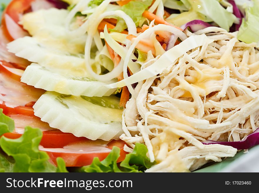 Mixed vegetables and chicken salad