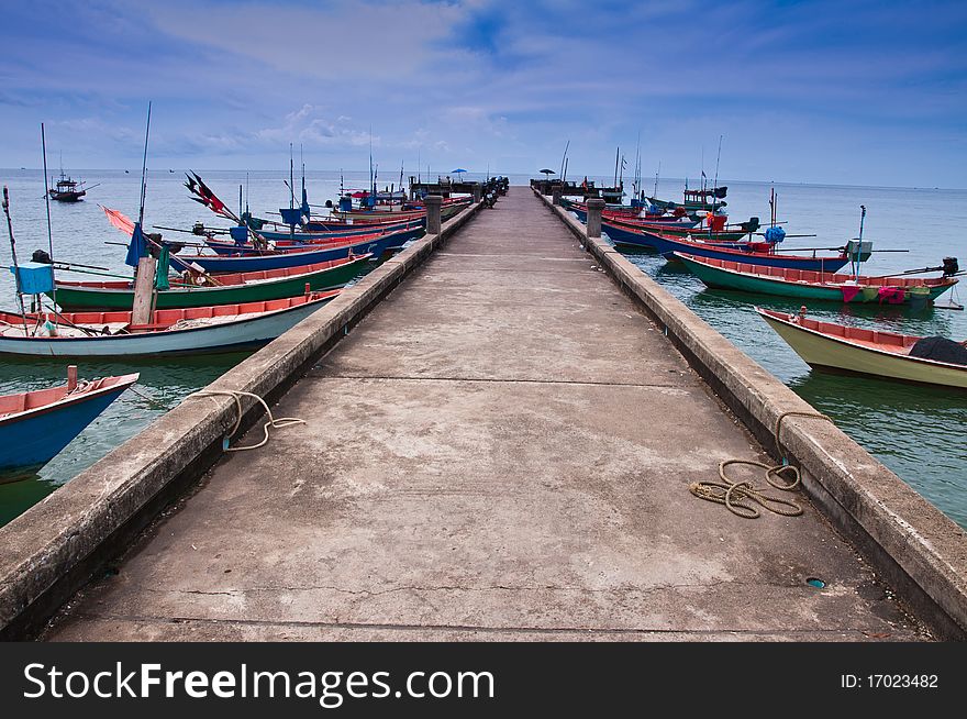 Fishing boat at Pak Nam Laem Sing Chanthaburi Thailand.