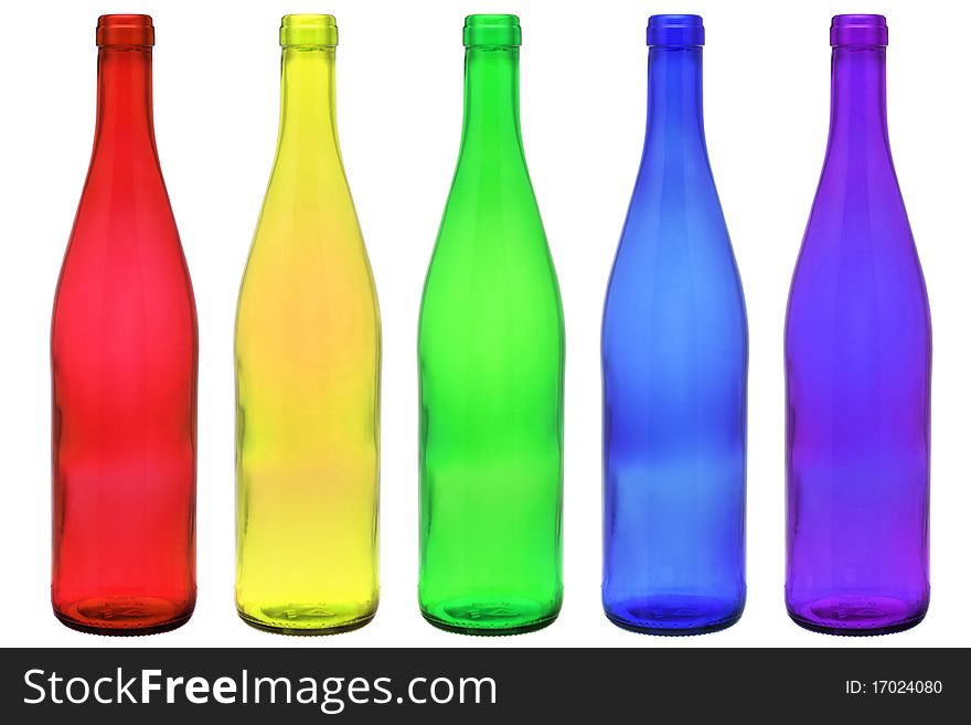 Set of bottles isolated on white background