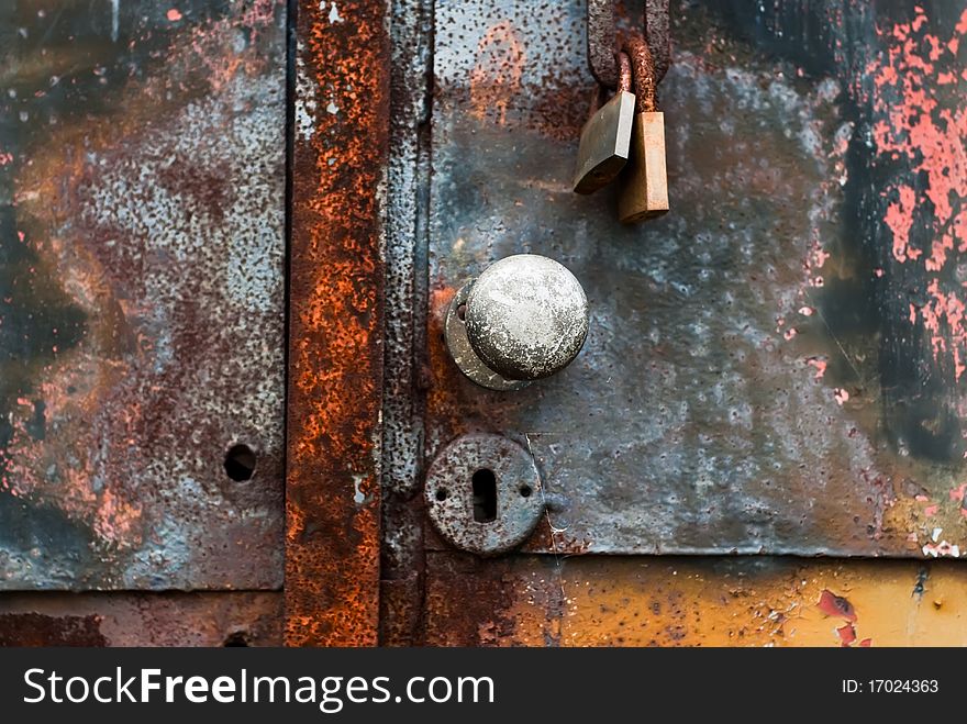 Old rusty padlock as background. Old rusty padlock as background