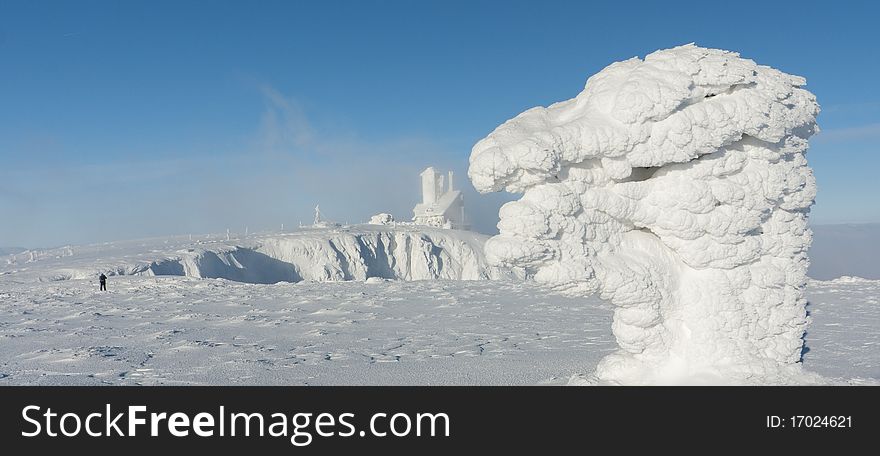 Snow covered landscape - Snezne jamy in Krkonose mountain. Snow covered landscape - Snezne jamy in Krkonose mountain