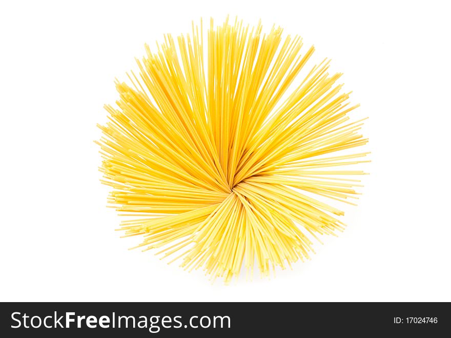 A bunch of spaghetti on white background