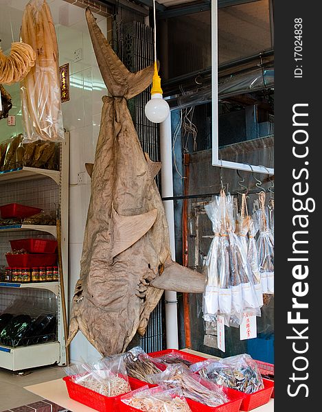 A dried shark skin of dried seafood shop photo taken: nov 2010