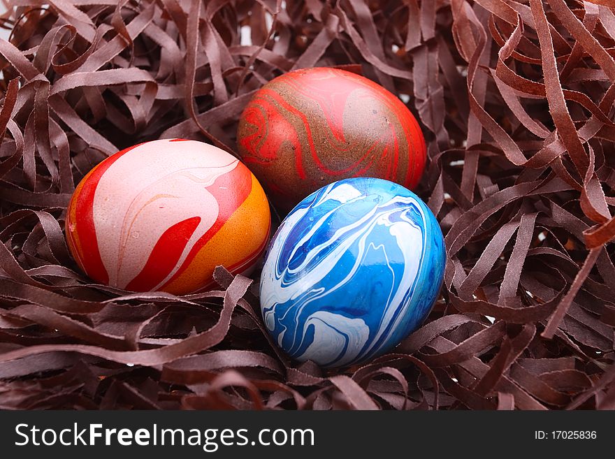 Easter nest with multicolored eggs
