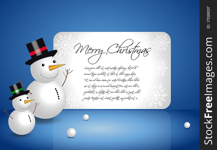 Snowman Vector Christmas Background - Ai Eps8