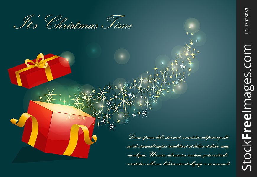 Gift box with ribbon and Christmas vector background