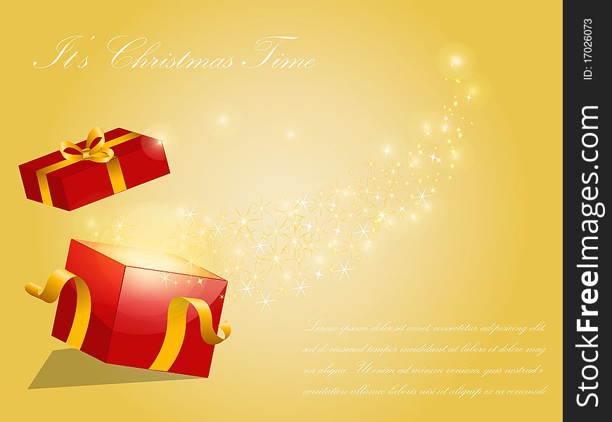 Gift box with ribbon and Christmas vector background