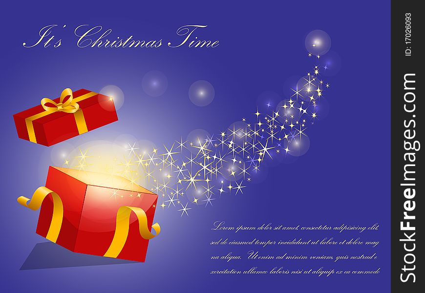 Gift box with ribbon and Christmas vector background
