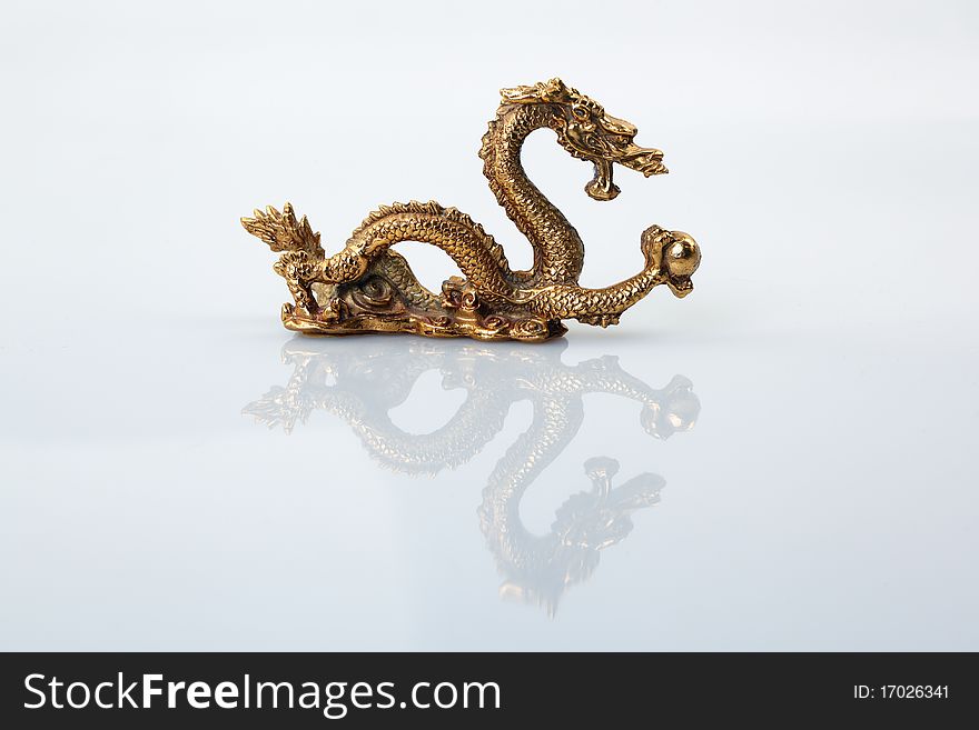 Golden Chinese Imperial Dragon with Pearl. Golden Chinese Imperial Dragon with Pearl