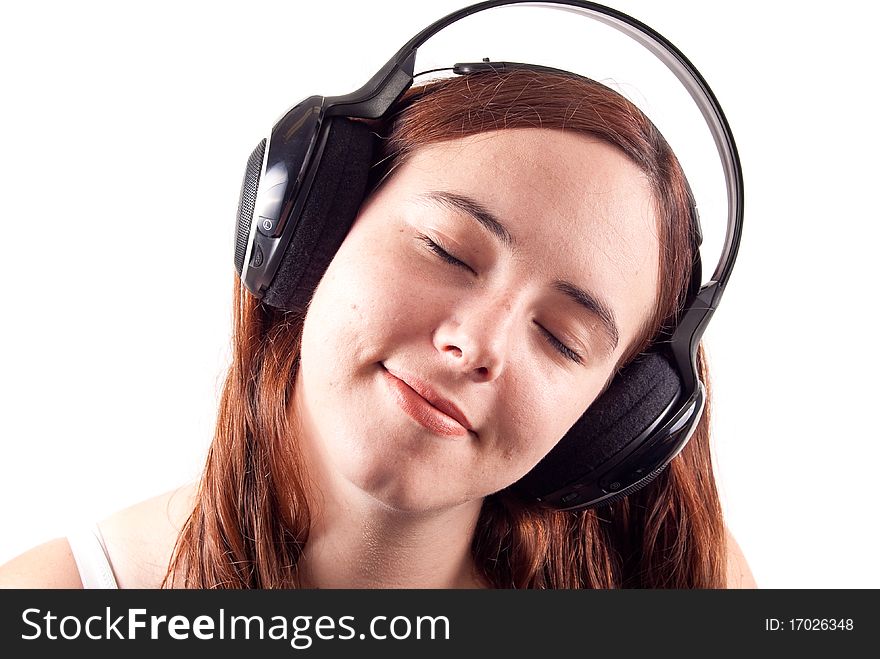 Girl Enjoying Her Music With Headphones