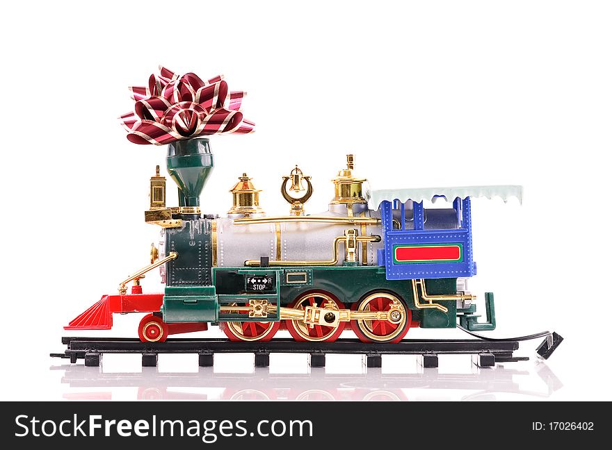 Christmas Holiday Toy Train On Track. Christmas Holiday Toy Train On Track