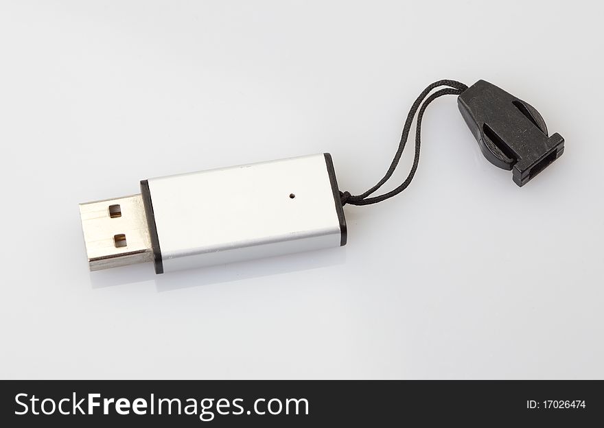 Closeup white usb flash drive