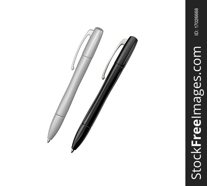 Two pens isolated on white background. 3d render