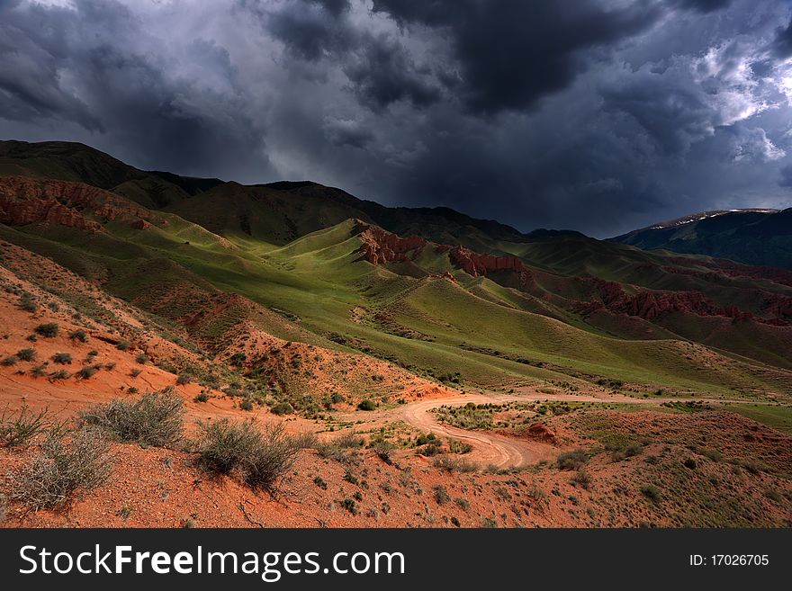 Beautiful landscape with mountain road