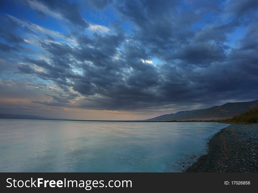 Beautiful landscape of a sunset on the sea