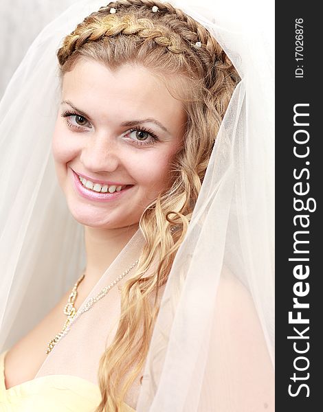 Portrait of a beautiful happy bride. Portrait of a beautiful happy bride