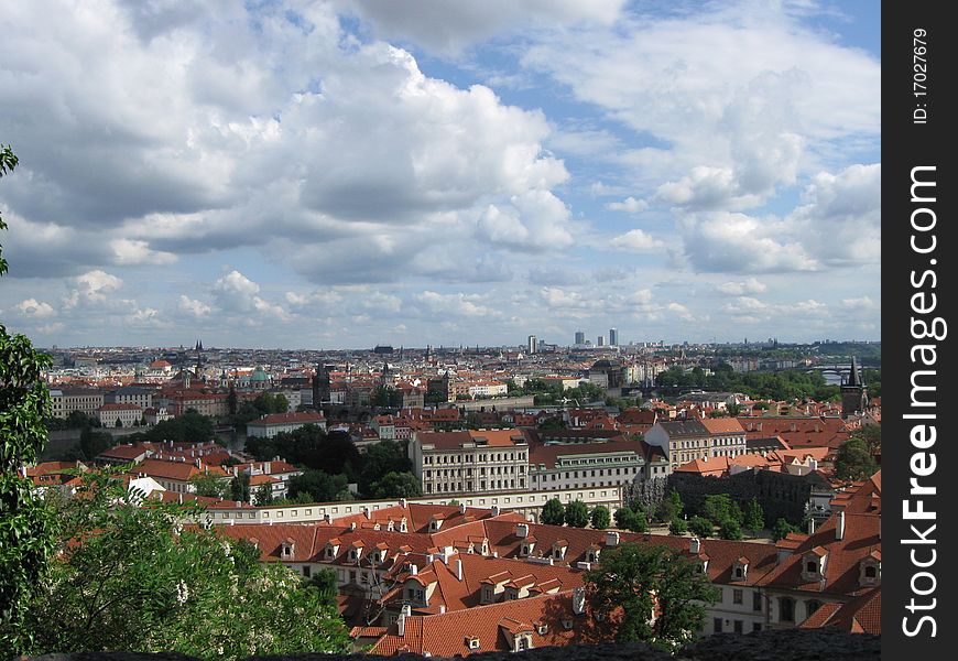 Prague's red roofs, a city of glass