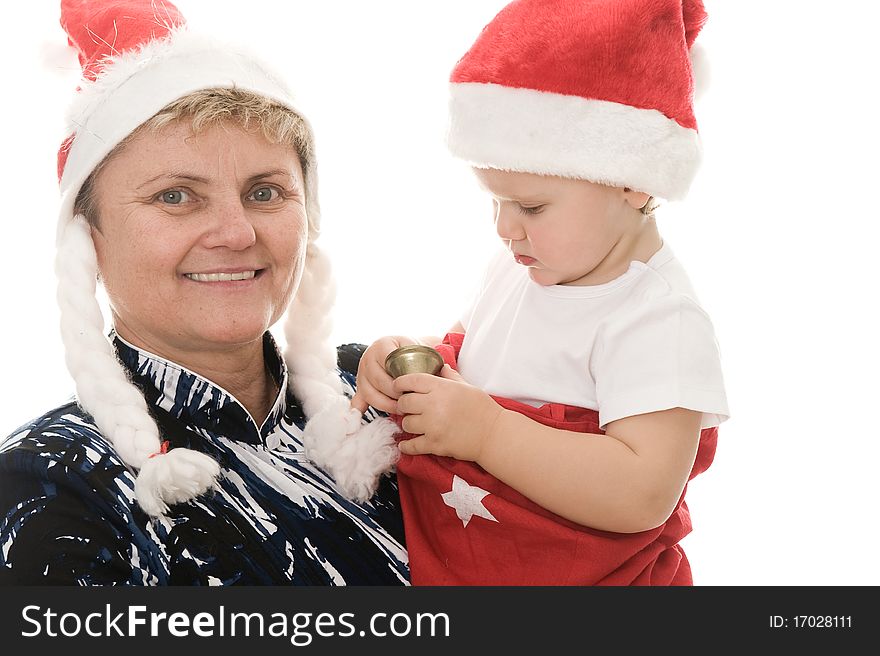 Grandmother With A Grandchild In The Studio