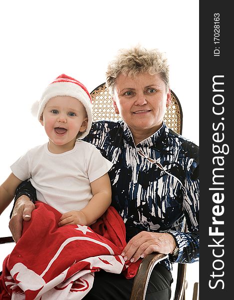 Grandmother With A Grandchild In The Studio