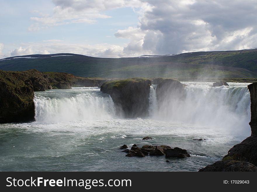 Huge Waterfall In Iceland