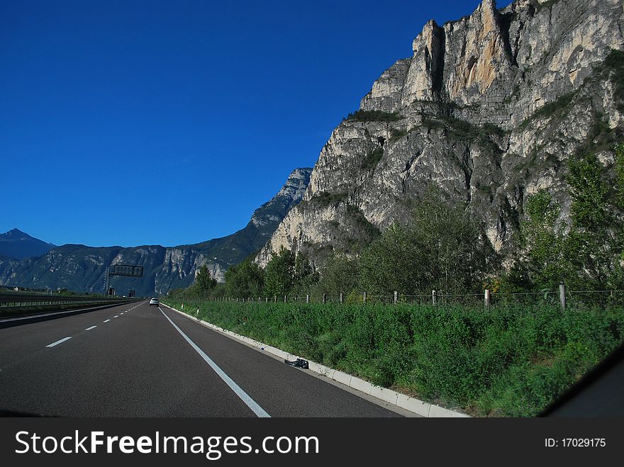 Landscape autoroute from Trento Italy