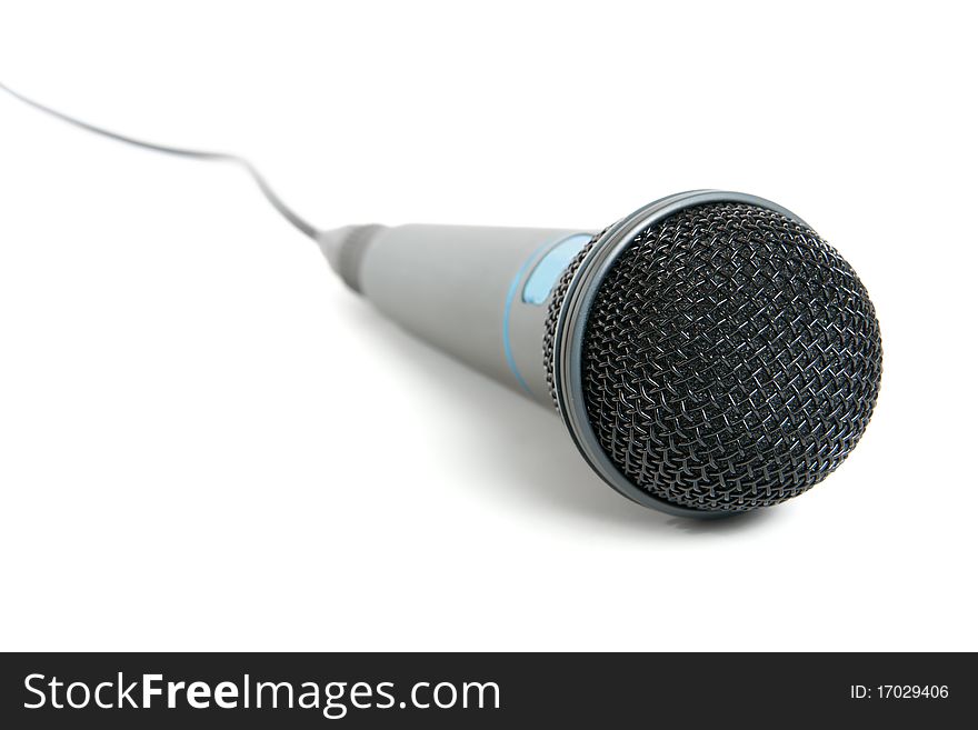 Microphone with wire isolated on white background