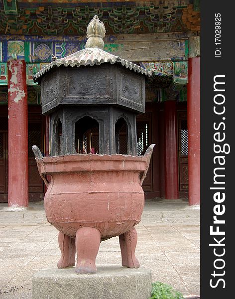 Buddhist urn in the monastery of Amarbayasgalant in Mongolia. Buddhist urn in the monastery of Amarbayasgalant in Mongolia