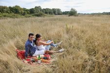 Happy Couple Enjoying Countryside Picnic Stock Images Happy Couple Enjoying Countryside Picnic Stock Images