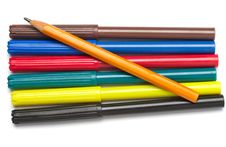 Felt-tip Pens And Pencil Stock Photography