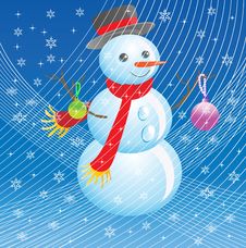 The Snowman In A New Year S Blizzard. Royalty Free Stock Photo The Snowman In A New Year S Blizzard. Royalty Free Stock Photo