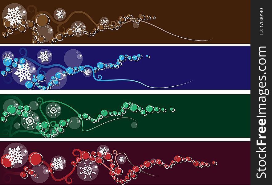 Printer friendly abstract christmas banner set. Printer friendly abstract christmas banner set