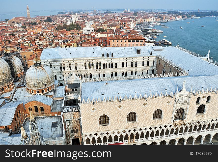 Panoramic view of Venice in Italy, horizontal shot.