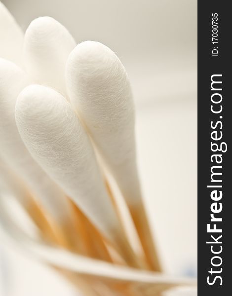 Group of cotton buds on white background