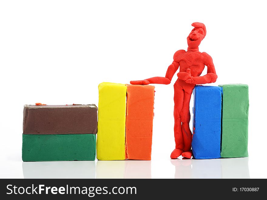 Plasticine smiling man with clipping path