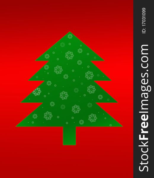 Christmas tree illustration isolated against a red background