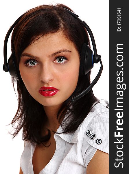 Young and beautiful femele operator call center. Young and beautiful femele operator call center