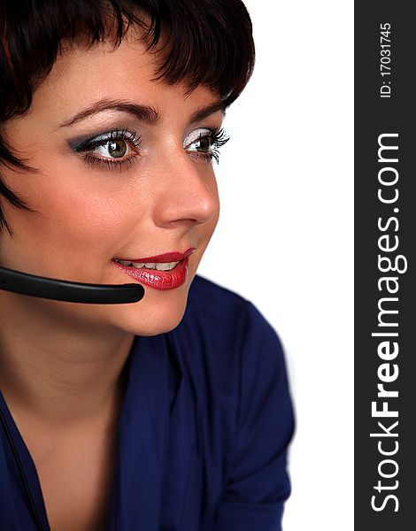 Young and beautiful femele operator call center. Young and beautiful femele operator call center