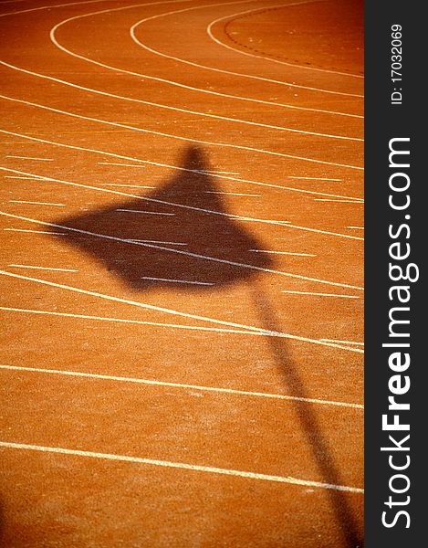 The shadow of the banner on the runway. flag