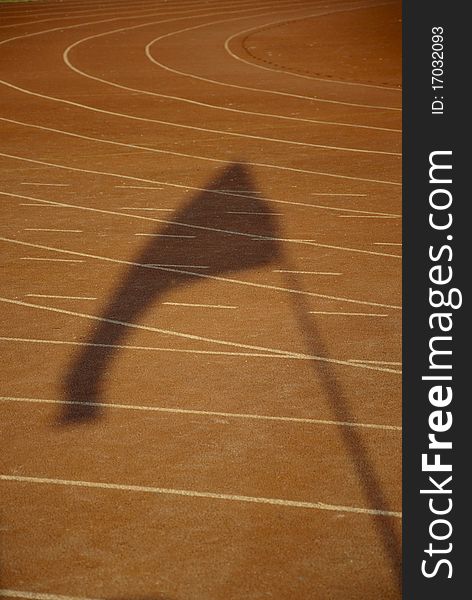 The shadow of the banner on the runway. flag