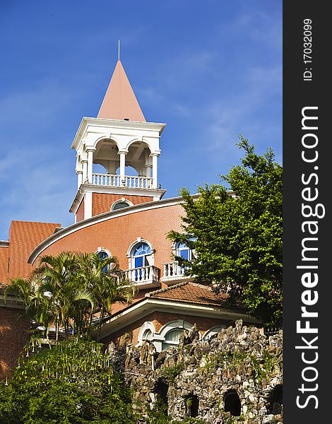 Hotel building with a red roof,xiamen china. Hotel building with a red roof,xiamen china.