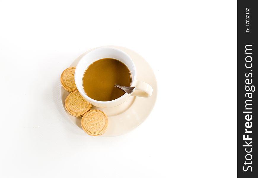 Light brown coffee cup on the white background same lonesome somebody life